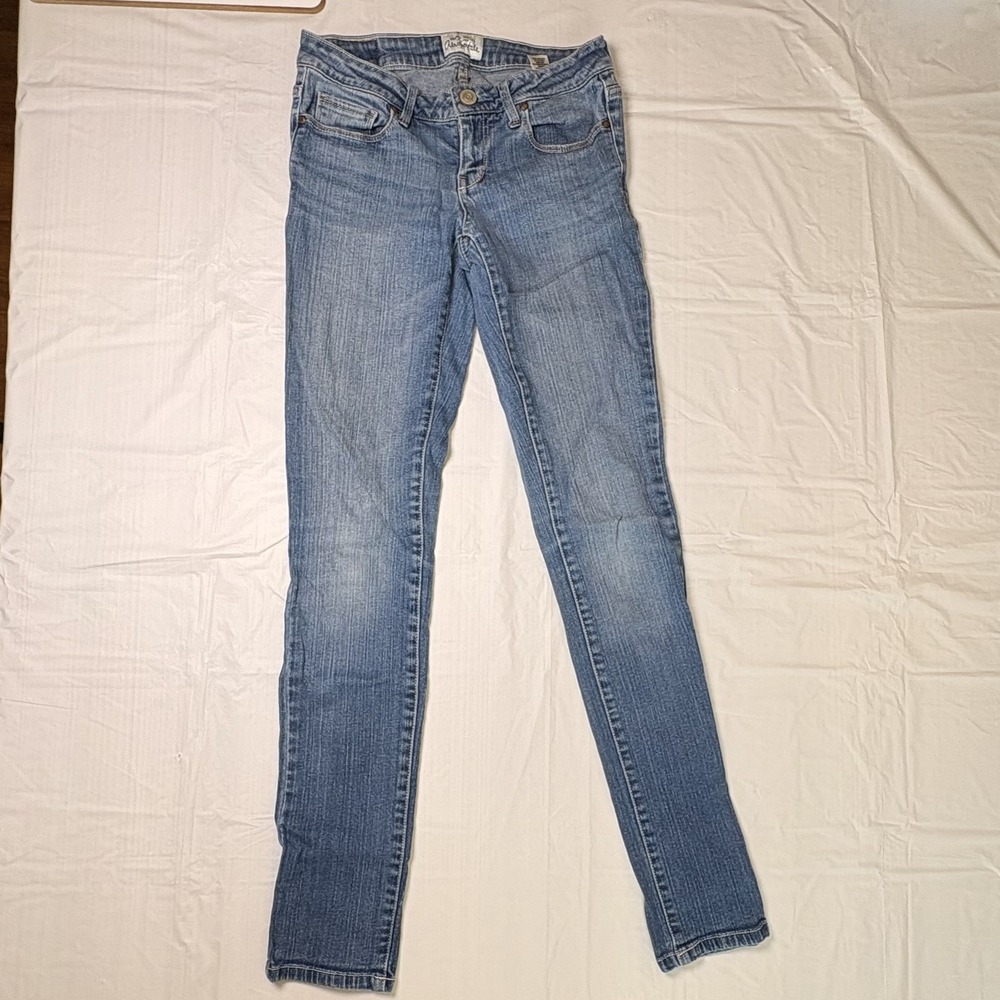 Womens Aeropostale Juniors denim blue jeans, ashley ultra skinny, size 1/2